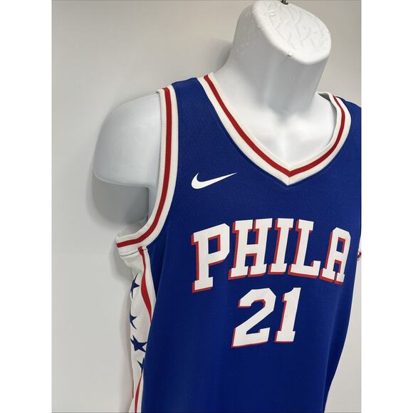 Nike Swingman Joel Embiid #21 Basketball Jersey Philadelphia 76ers NBA Sz S EUC - Picture 2 of 10